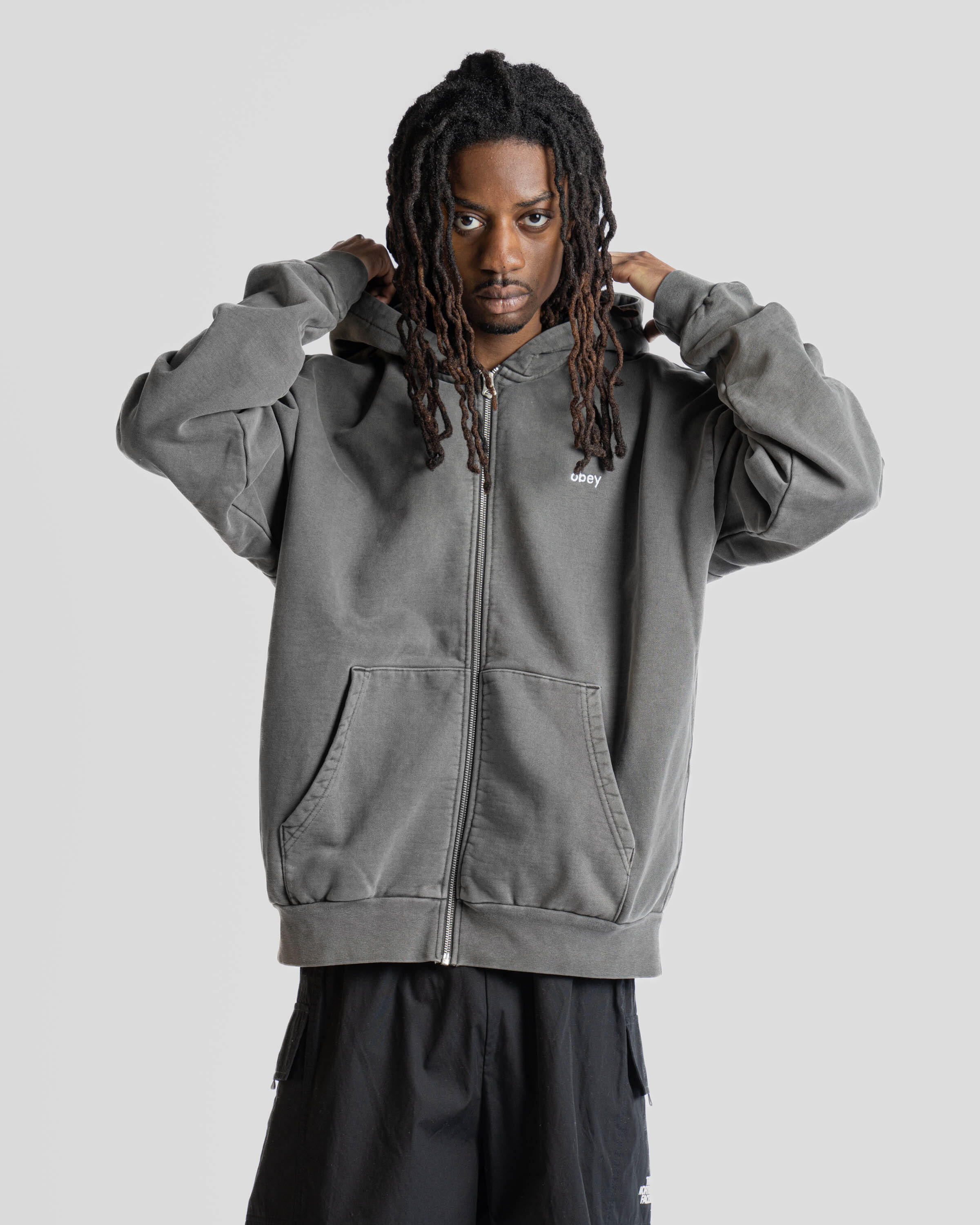 Obey LOWERCASE PIGMENT ZIP HOODY | 112460019-DIB | AFEW STORE